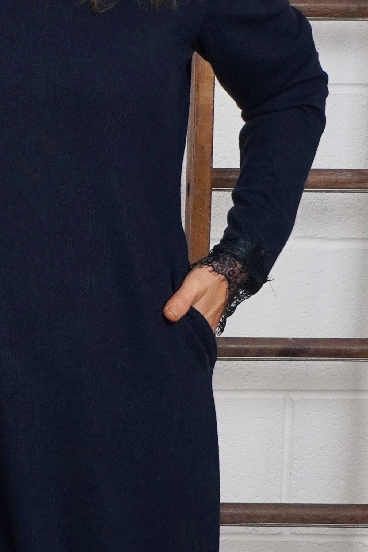 Merinda Lace Detail Dress Navy