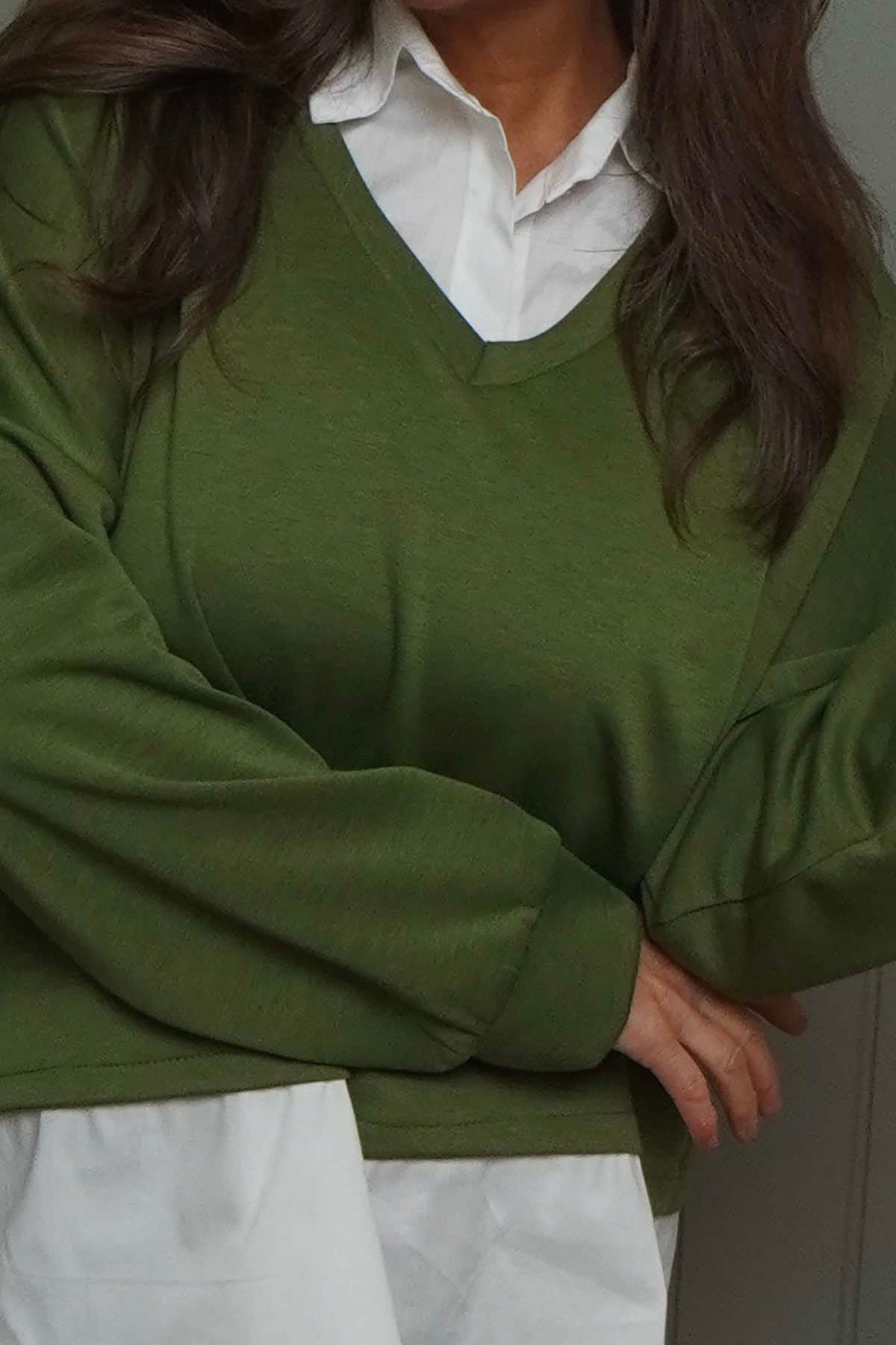 Leilani Collared Top Olive