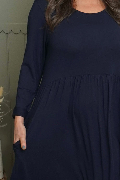 Kylie Long Sleeve Dress Navy - Image 3