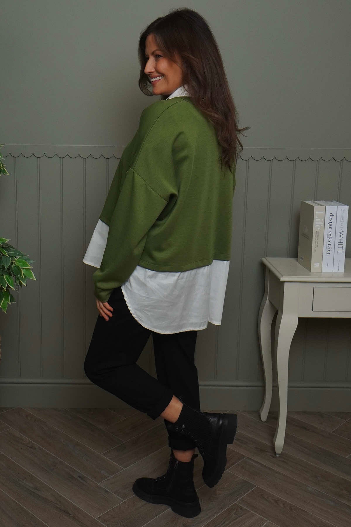 Leilani Collared Top Olive