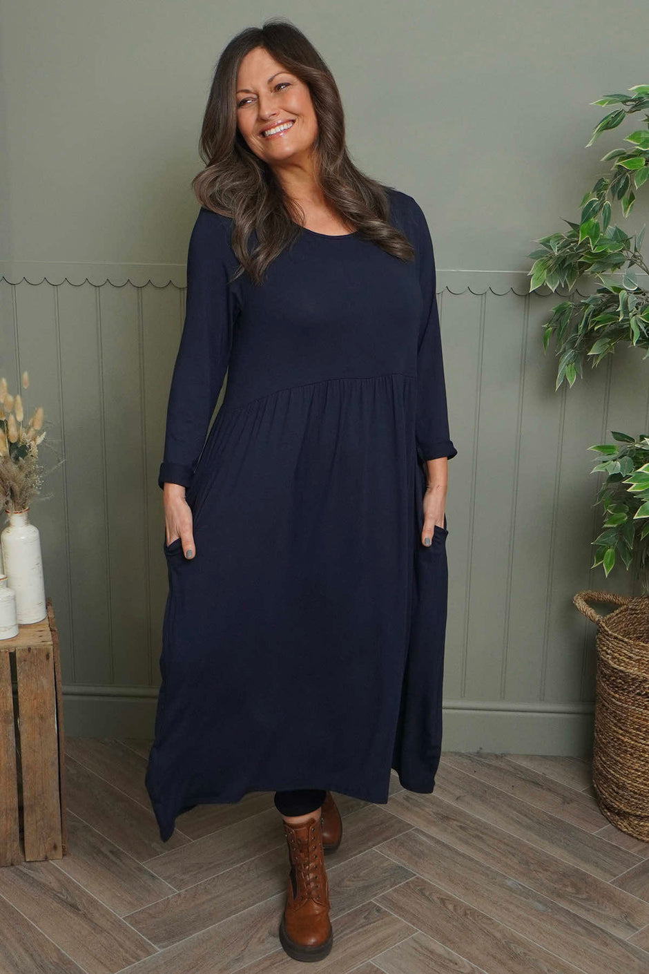 Kylie Long Sleeve Dress Navy