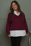 Leilani Collared Top Wine