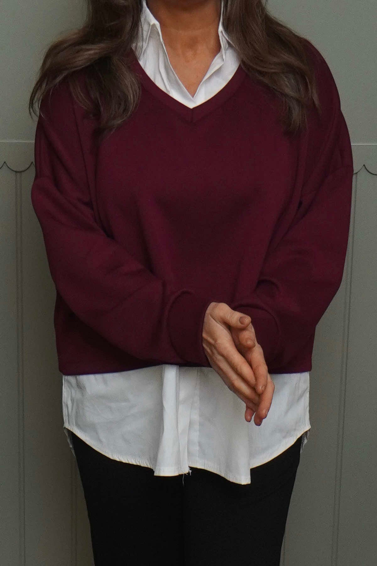 Leilani Collared Top Wine