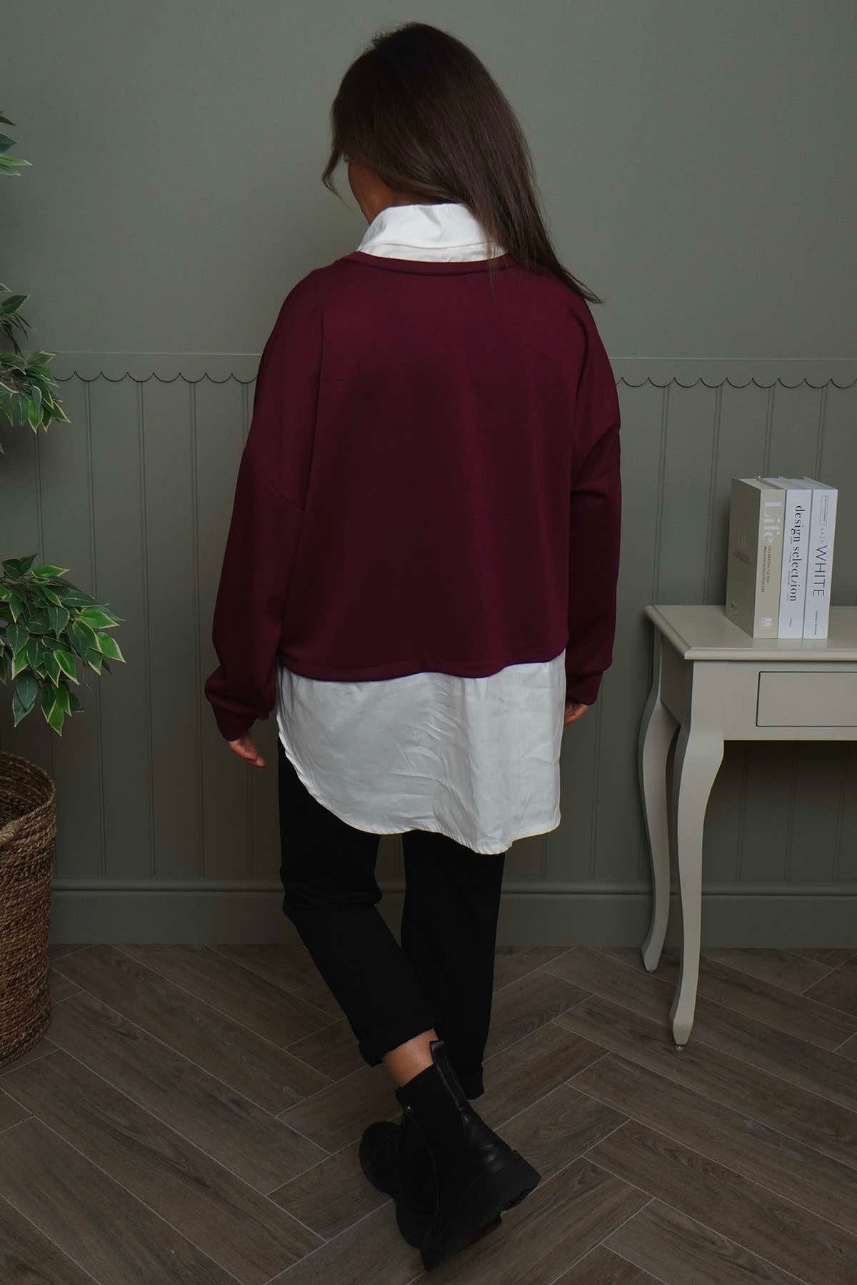 Leilani Collared Top Wine