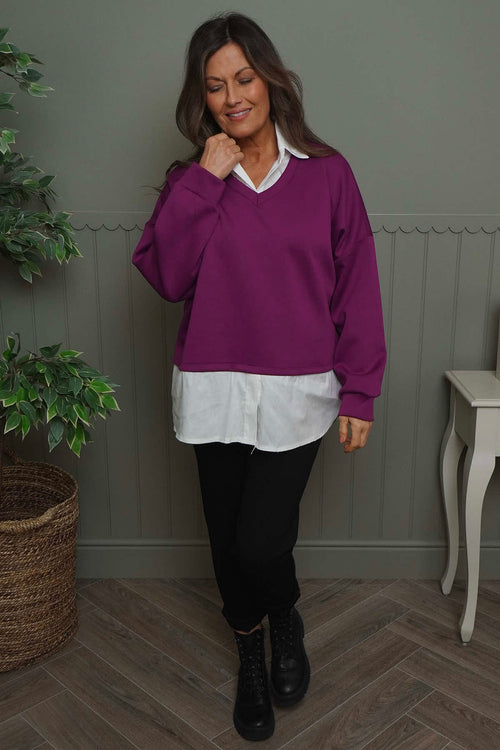 Leilani Collared Top Berry - Image 1