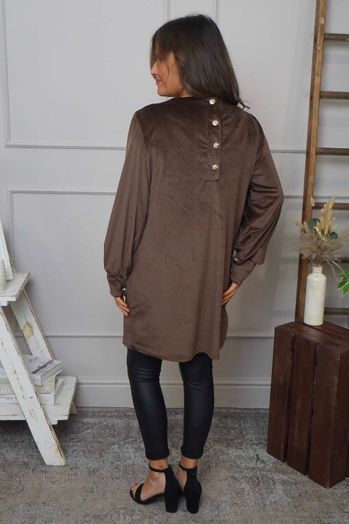 Zannah Button Back Tunic Cocoa - Image 4