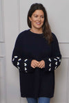 Irma Heart Sleeve Knitted Jumper Navy
