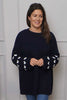 Irma Heart Sleeve Knitted Jumper Navy