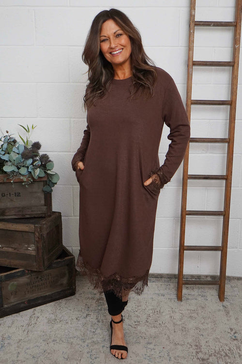Merinda Lace Detail Dress Cocoa