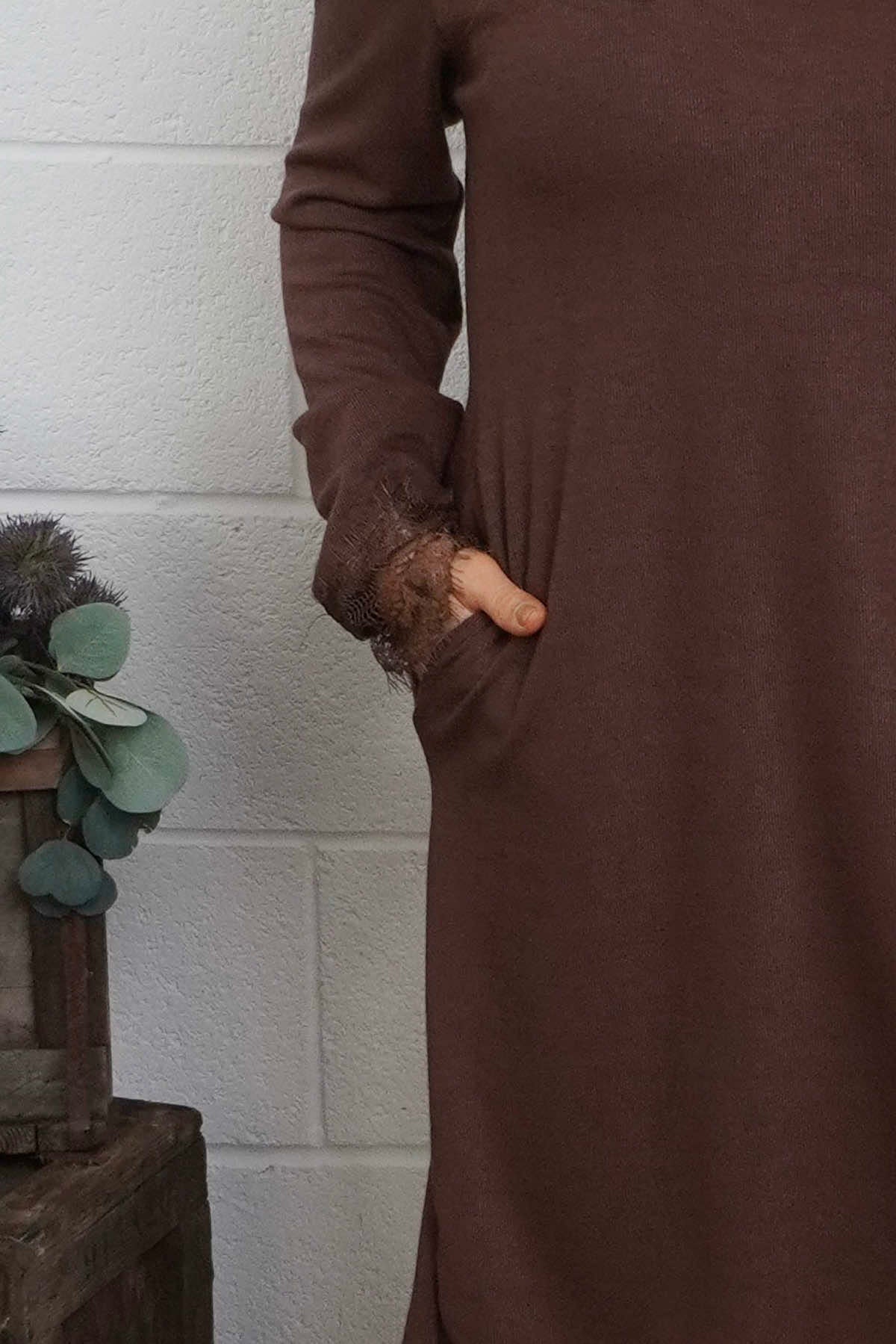 Merinda Lace Detail Dress Cocoa