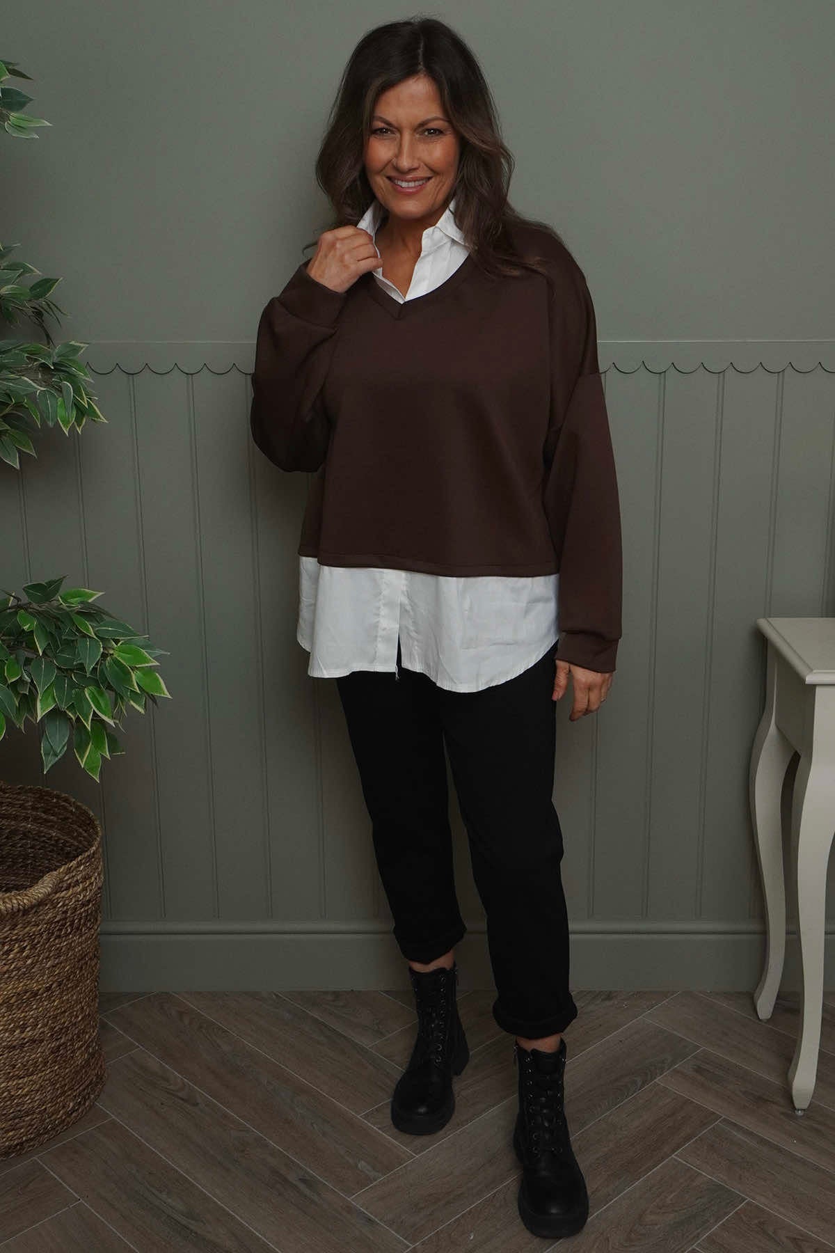 Leilani Collared Top Cocoa
