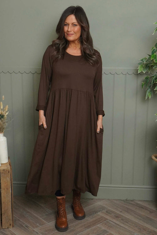 Kylie Long Sleeve Dress Cocoa - Image 1
