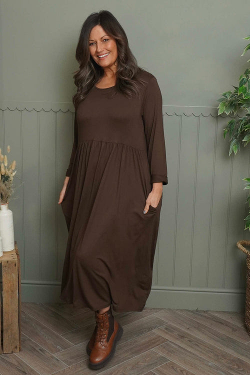 Kylie Long Sleeve Dress Cocoa - Image 2