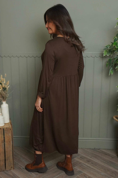 Kylie Long Sleeve Dress Cocoa - Image 4