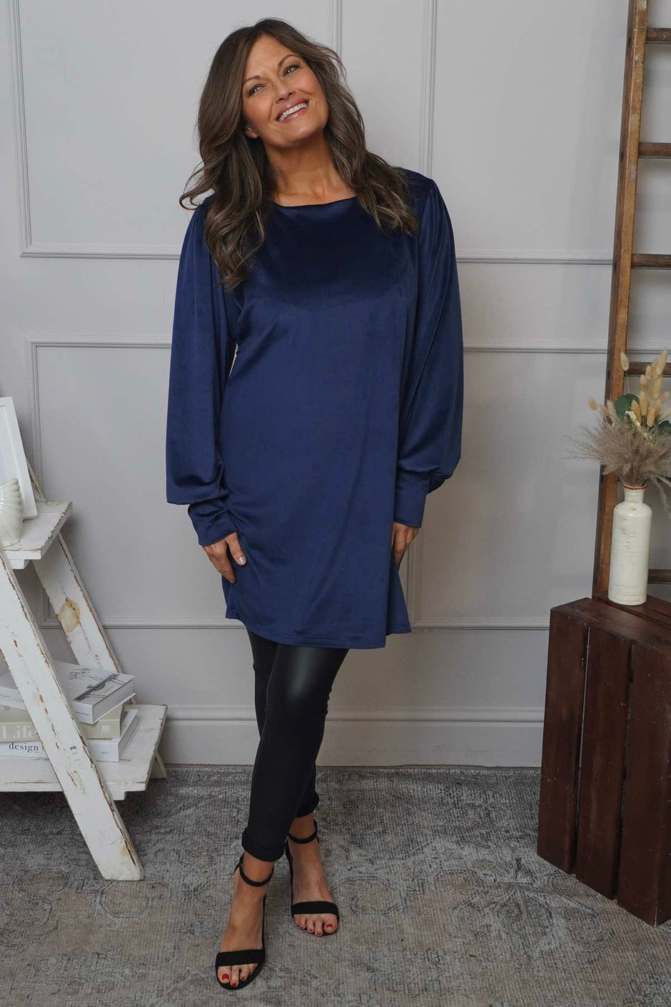 Zannah Button Back Tunic Navy