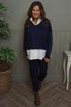 Leilani Collared Top Navy