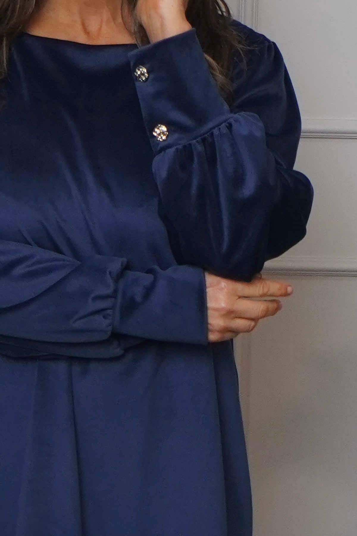 Zannah Button Back Tunic Navy