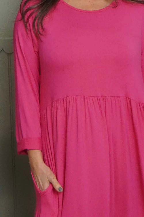 Kylie Long Sleeve Dress Fuchsia - Image 3