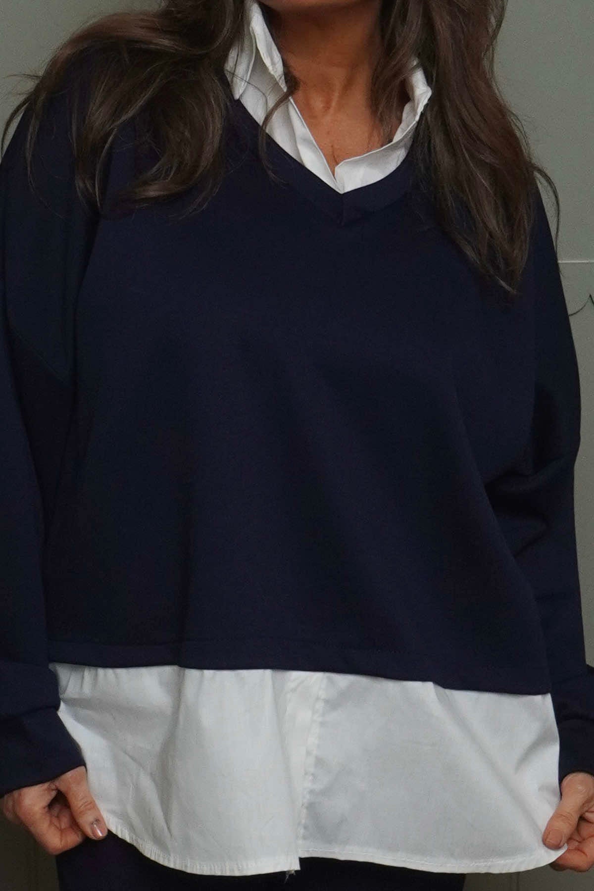 Leilani Collared Top Navy