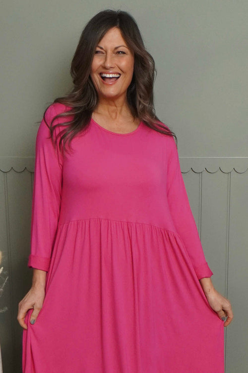 Kylie Long Sleeve Dress Fuchsia - Image 2