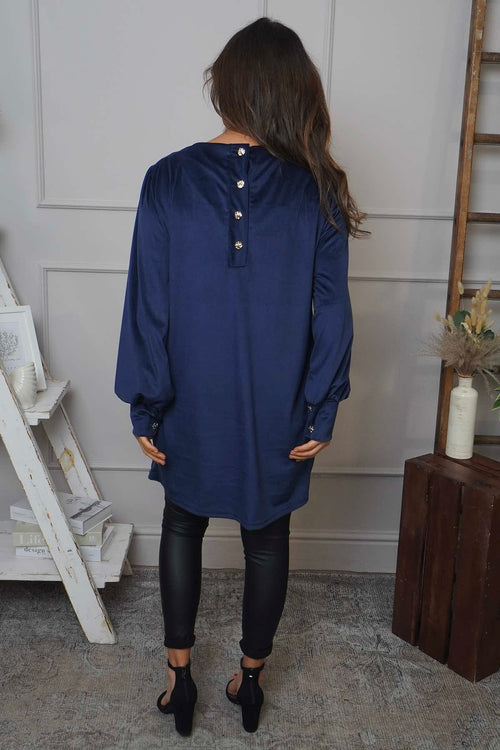 Zannah Button Back Tunic Navy - Image 4