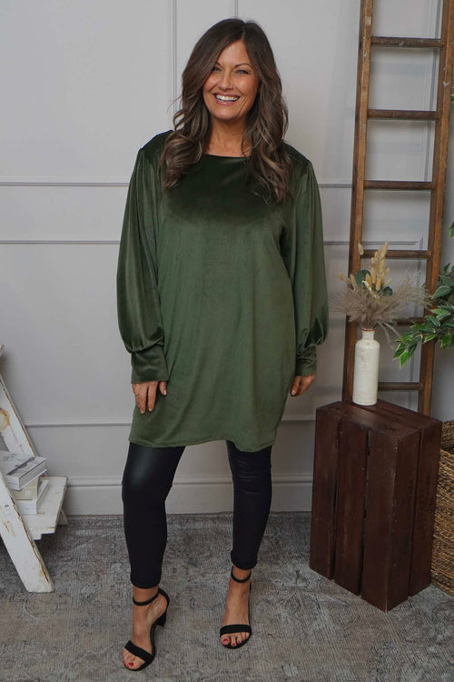 Zannah Button Back Tunic Khaki