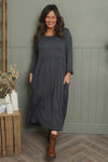 Kylie Long Sleeve Dress Marl Charcoal