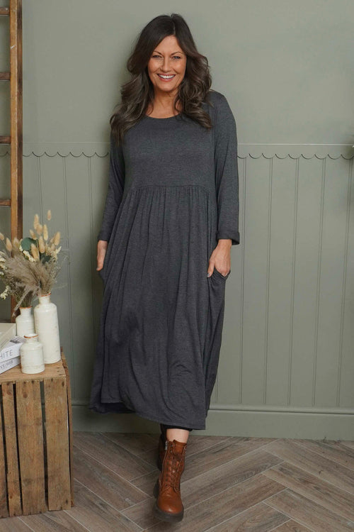 Kylie Long Sleeve Dress Marl Charcoal - Image 1