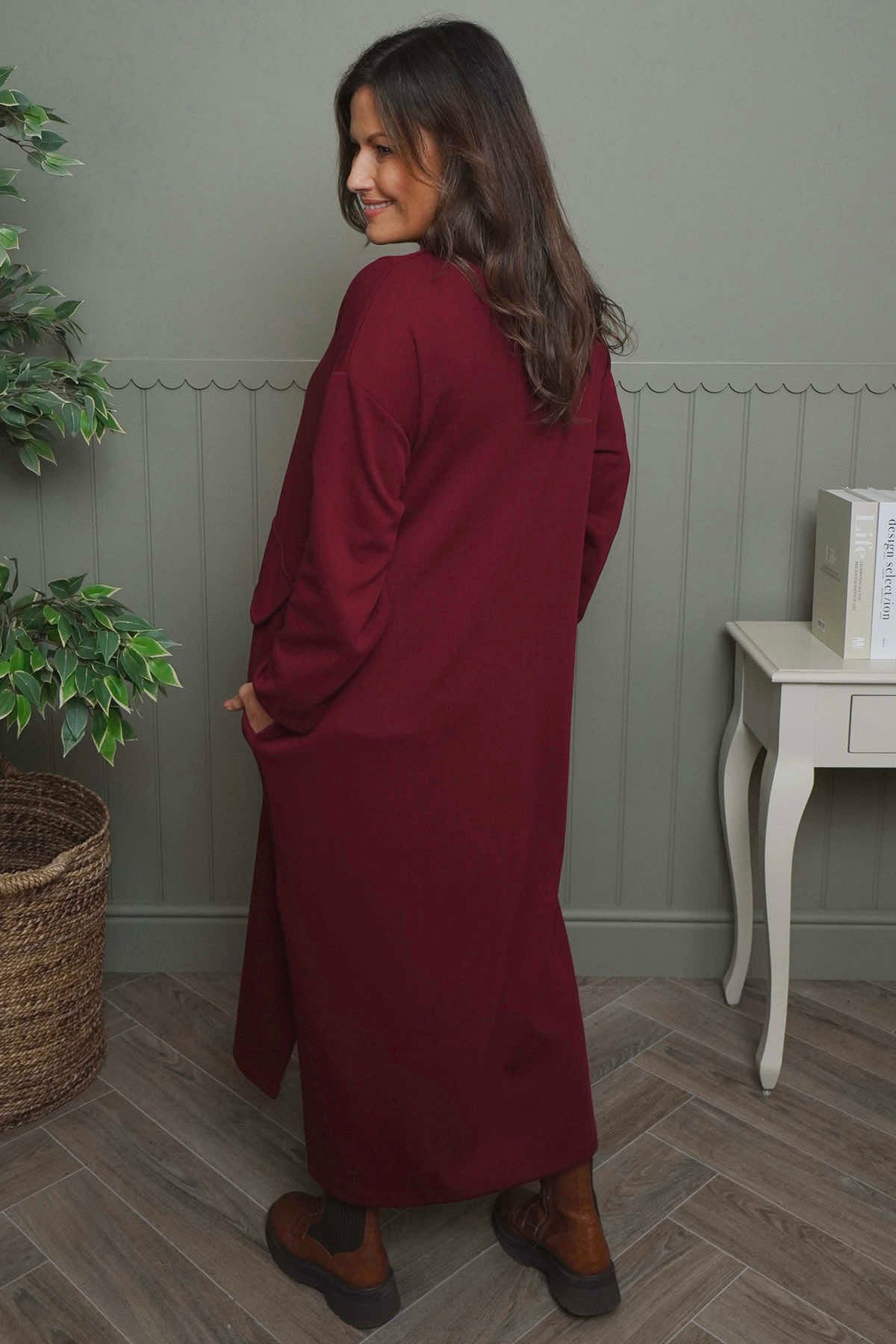 Clarissa V-Neck Cotton Dress Wine