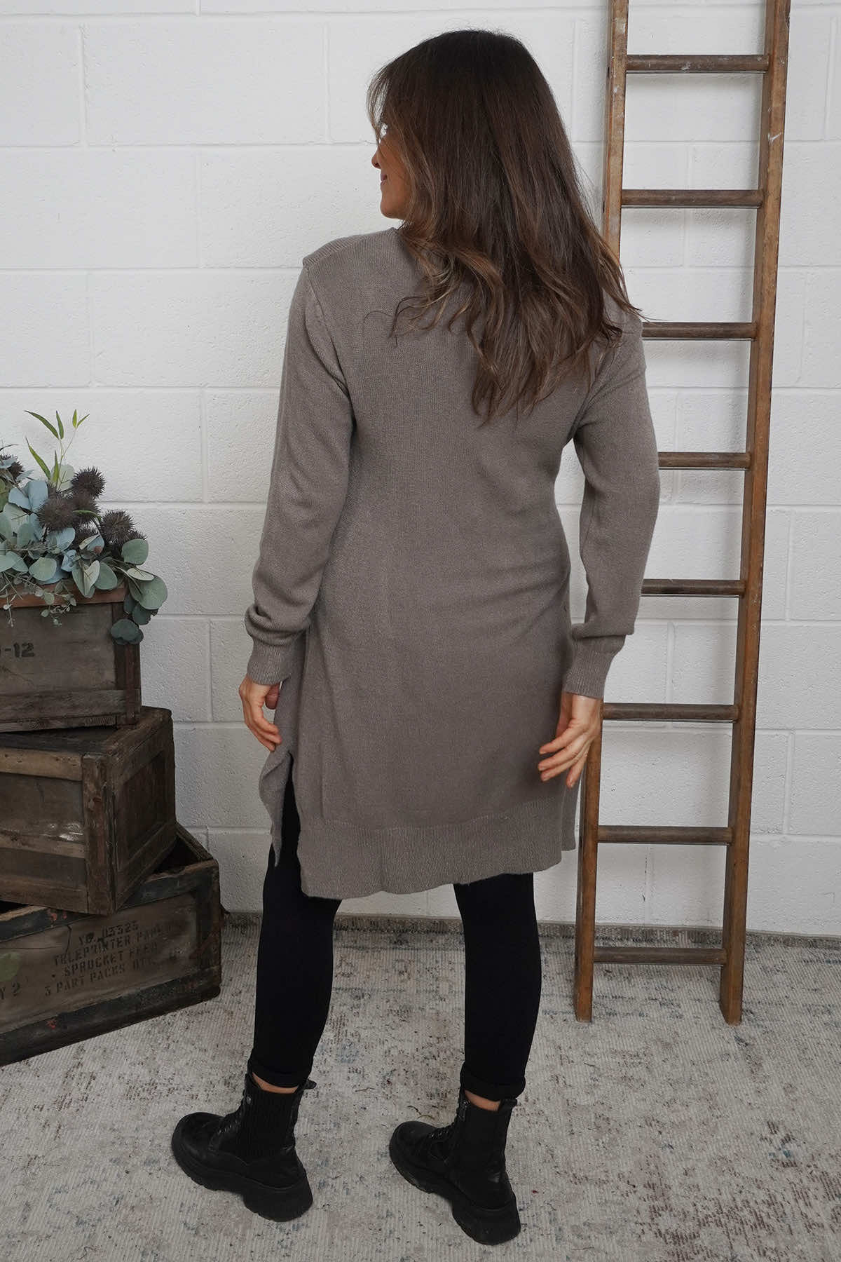 Elisa Pocket Knitted Tunic Mocha