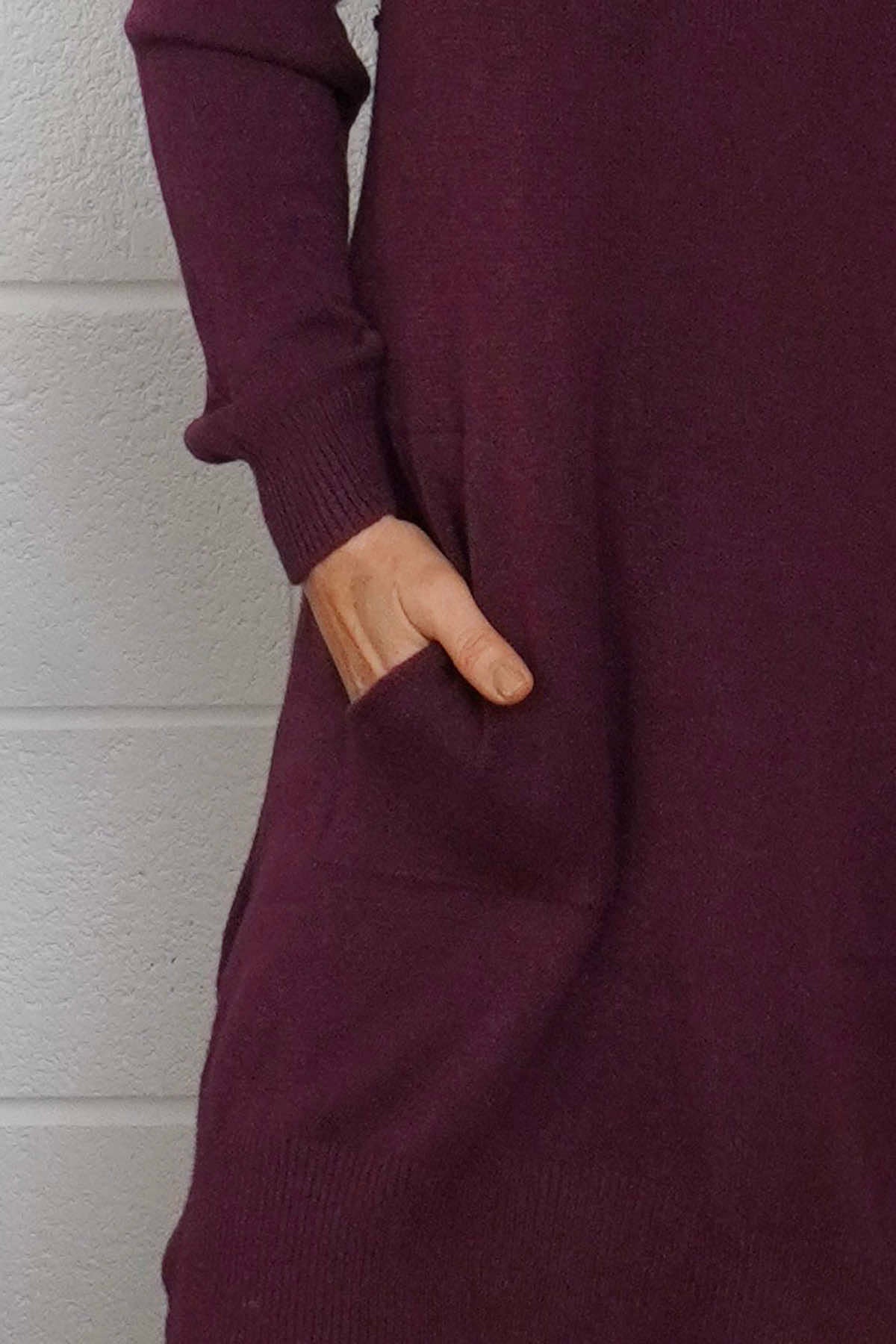 Elisa Pocket Knitted Tunic Burgundy