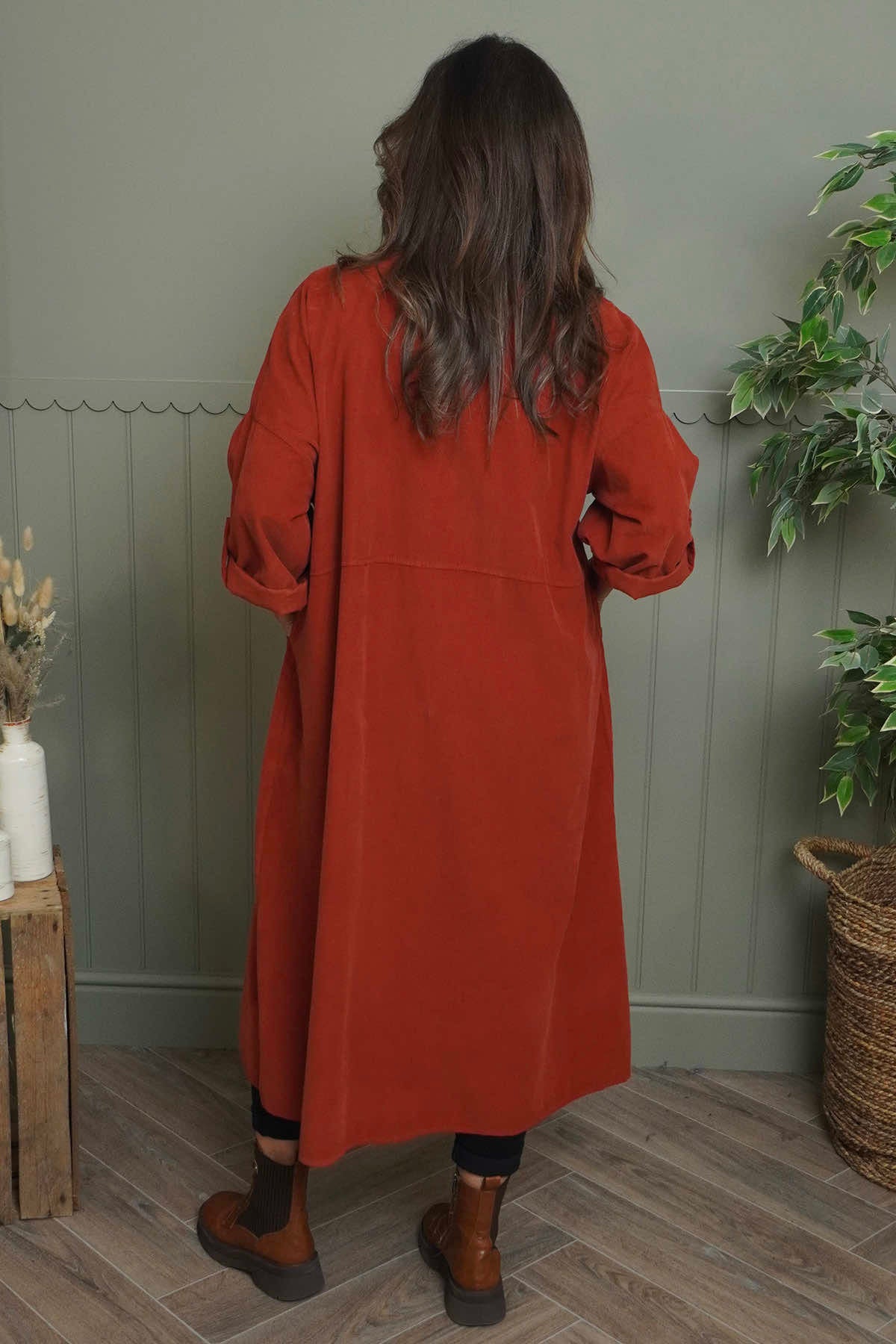 Lecia Needlecord Shirt Dress Burnt Orange