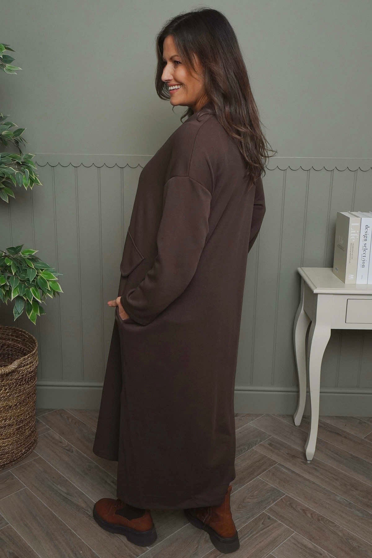 Clarissa V-Neck Cotton Dress Cocoa