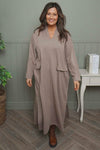 Clarissa V-Neck Cotton Dress Mocha