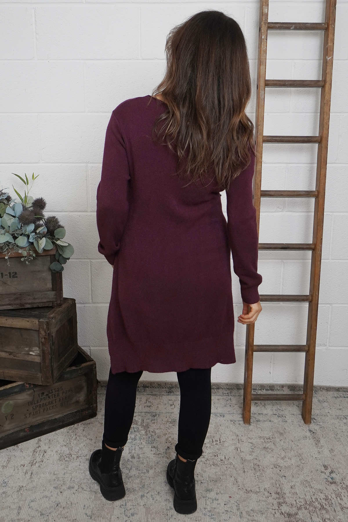 Elisa Pocket Knitted Tunic Burgundy