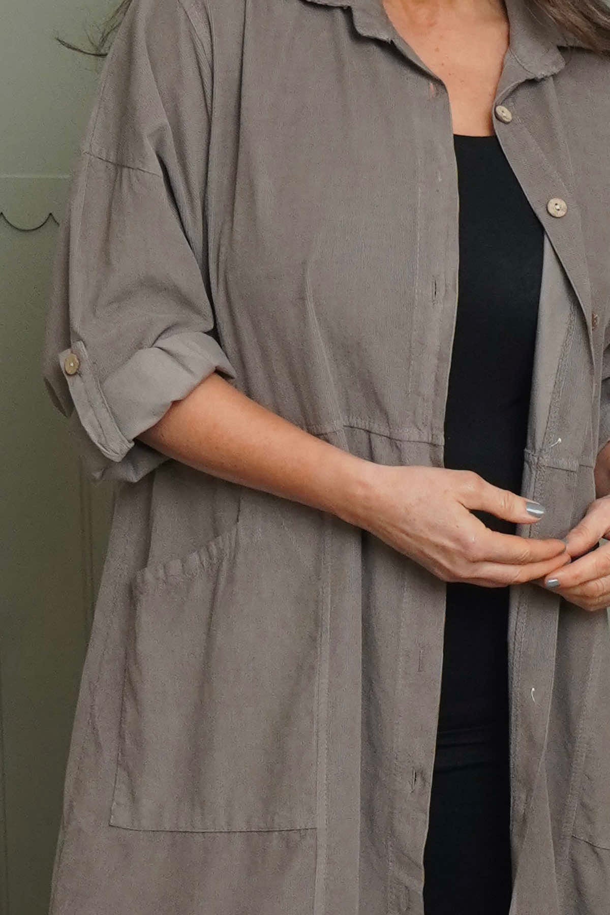 Lecia Needlecord Shirt Dress Mocha