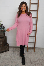 Elisa Pocket Knitted Tunic Pink Pink - Elisa Pocket Knitted Tunic Pink