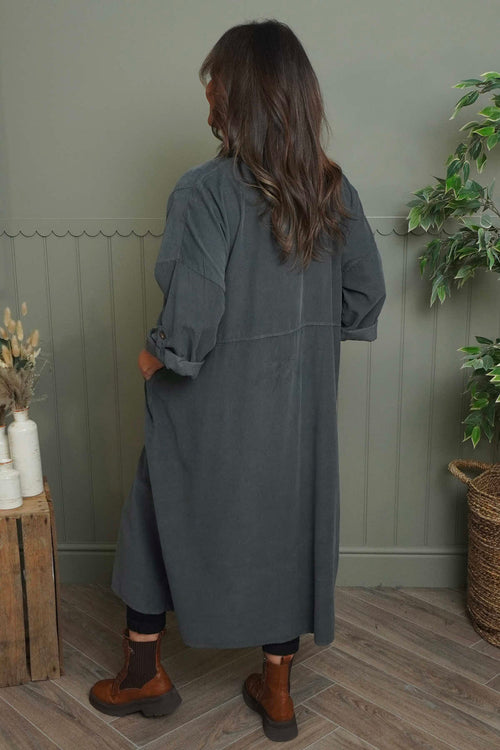 Lecia Needlecord Shirt Dress Charcoal - Image 4