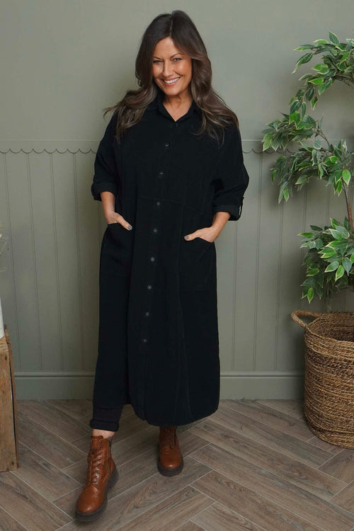 Lecia Needlecord Shirt Dress Black - Image 2