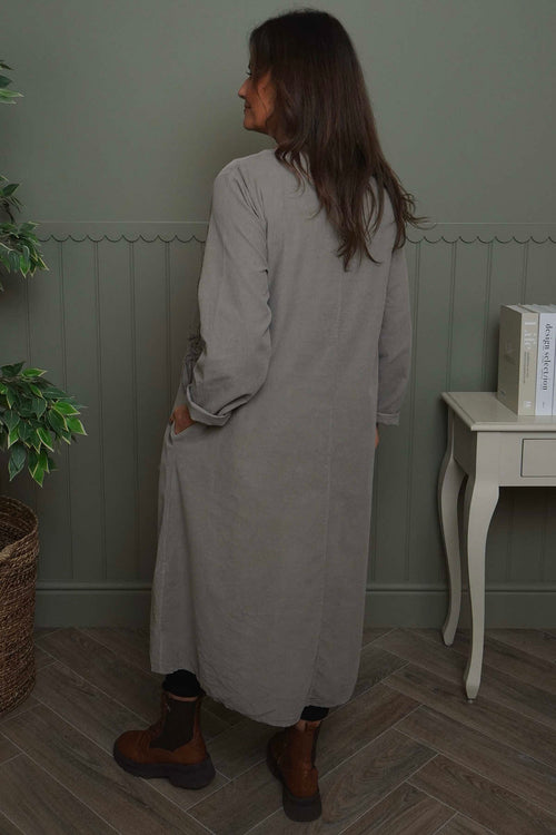 Florina Flower Patch Needlecord Dress Mocha - Image 4