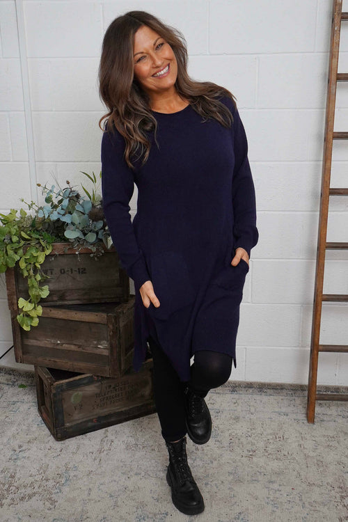 Elisa Pocket Knitted Tunic Navy - Image 3