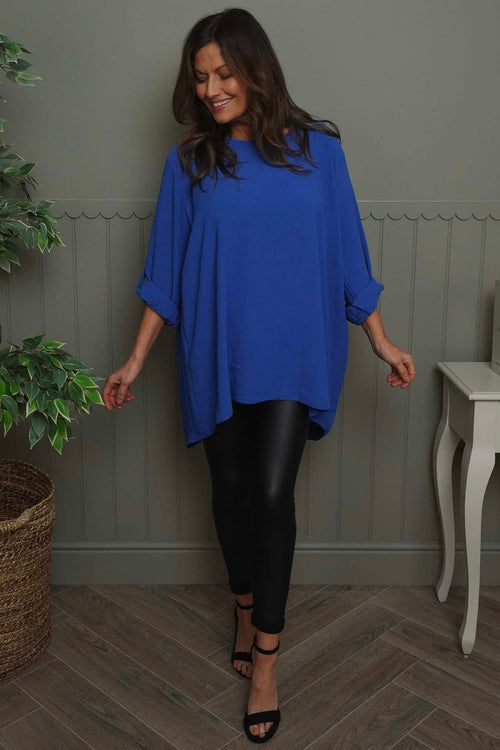 Mairi Pleat Back Top Cobalt - Image 1