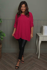 Mairi Pleat Back Top Hot Pink Hot Pink - Mairi Pleat Back Top Hot Pink