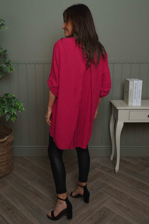 Mairi Pleat Back Top Hot Pink - Image 4