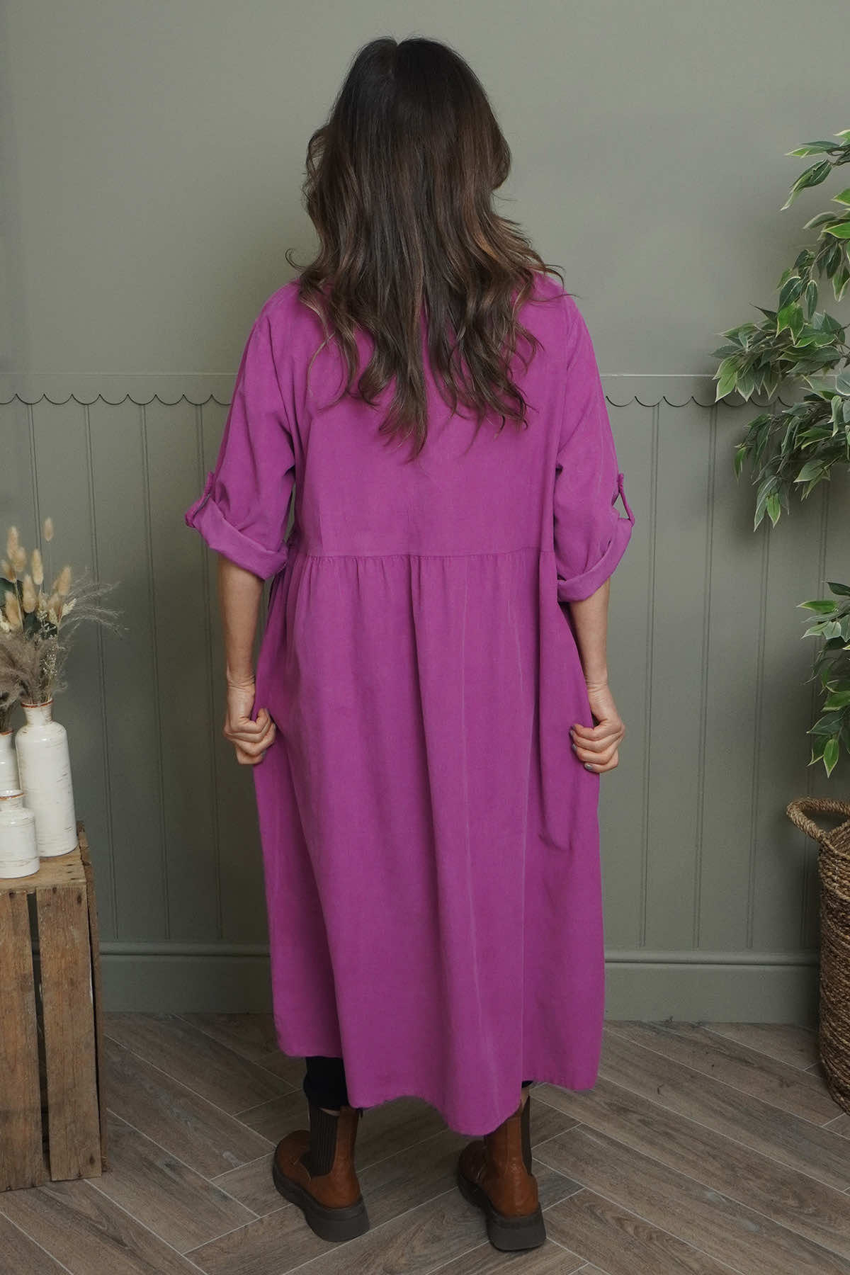 Etta Needlecord Dress Berry