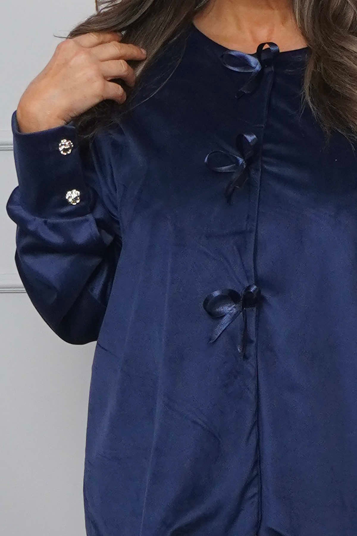 Rhona Bow Front Top Navy