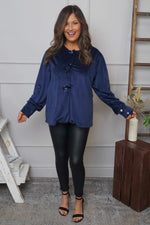 Rhona Bow Front Top Navy Navy - Rhona Bow Front Top Navy