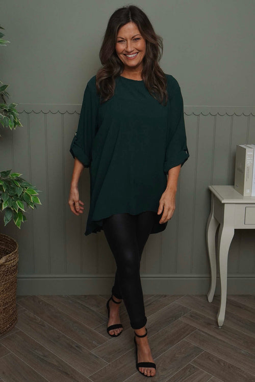 Mairi Pleat Back Top Bottle Green - Image 2