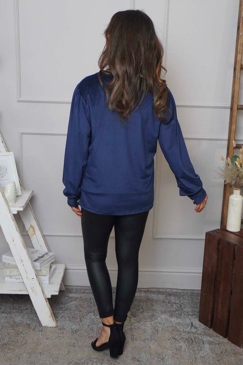 Rhona Bow Front Top Navy - Image 4