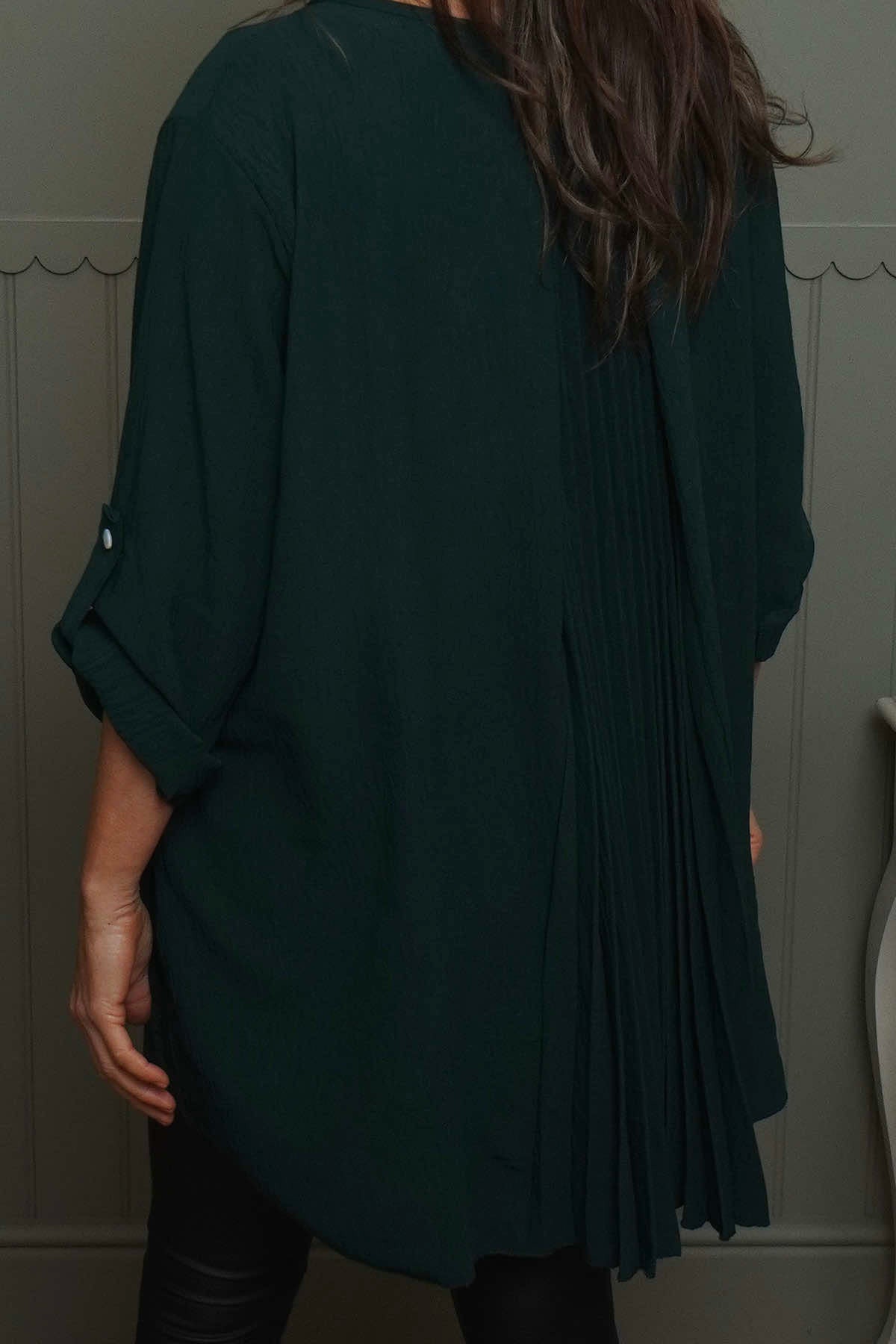 Mairi Pleat Back Top Bottle Green
